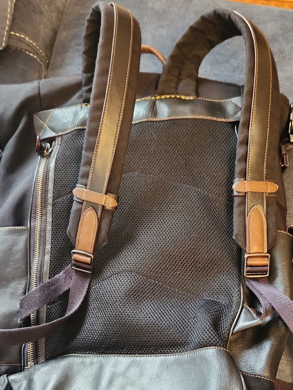 Coach Academy Travel Black Corduraa Canvas Rolltop Backpack with Leather Trim